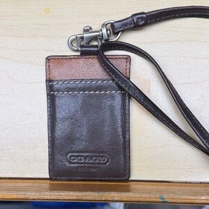 Coach Dark Brown Leather ID Lanyard